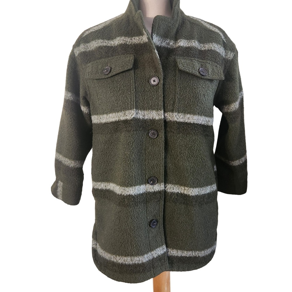 OLD NAVY Green Plaid Shacket Button Down Shirt Jacket‎ XS Petite